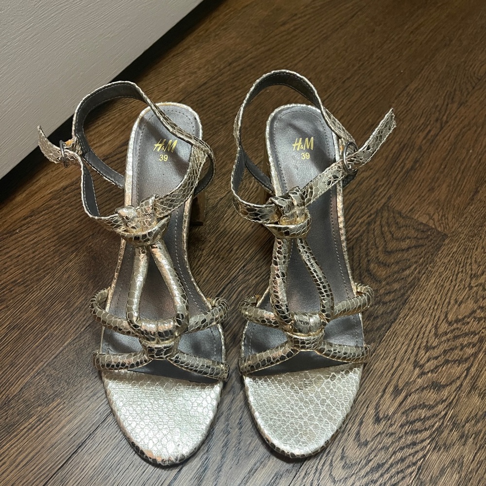 Gold block heels